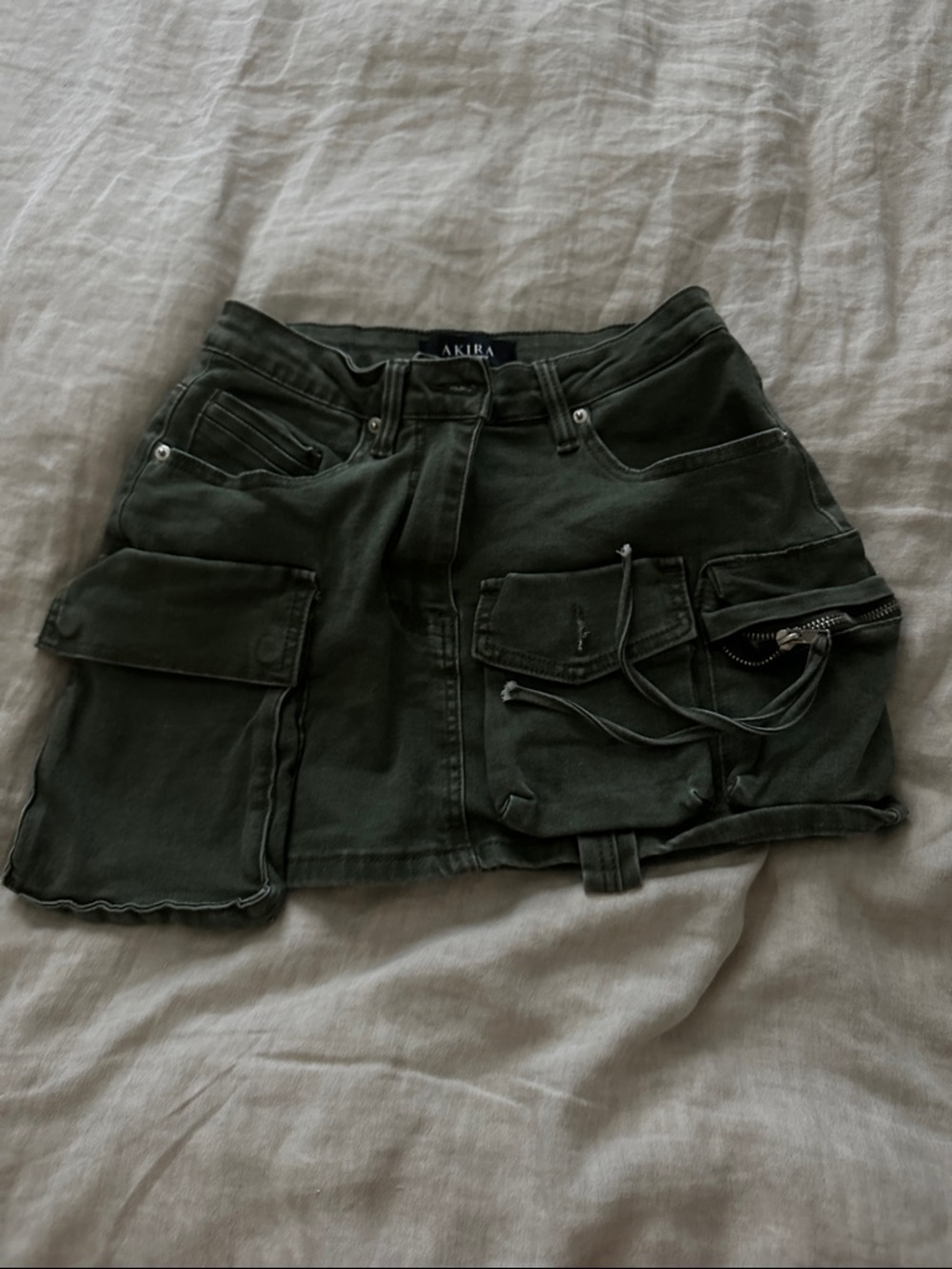 akira cargo olive mini skirt